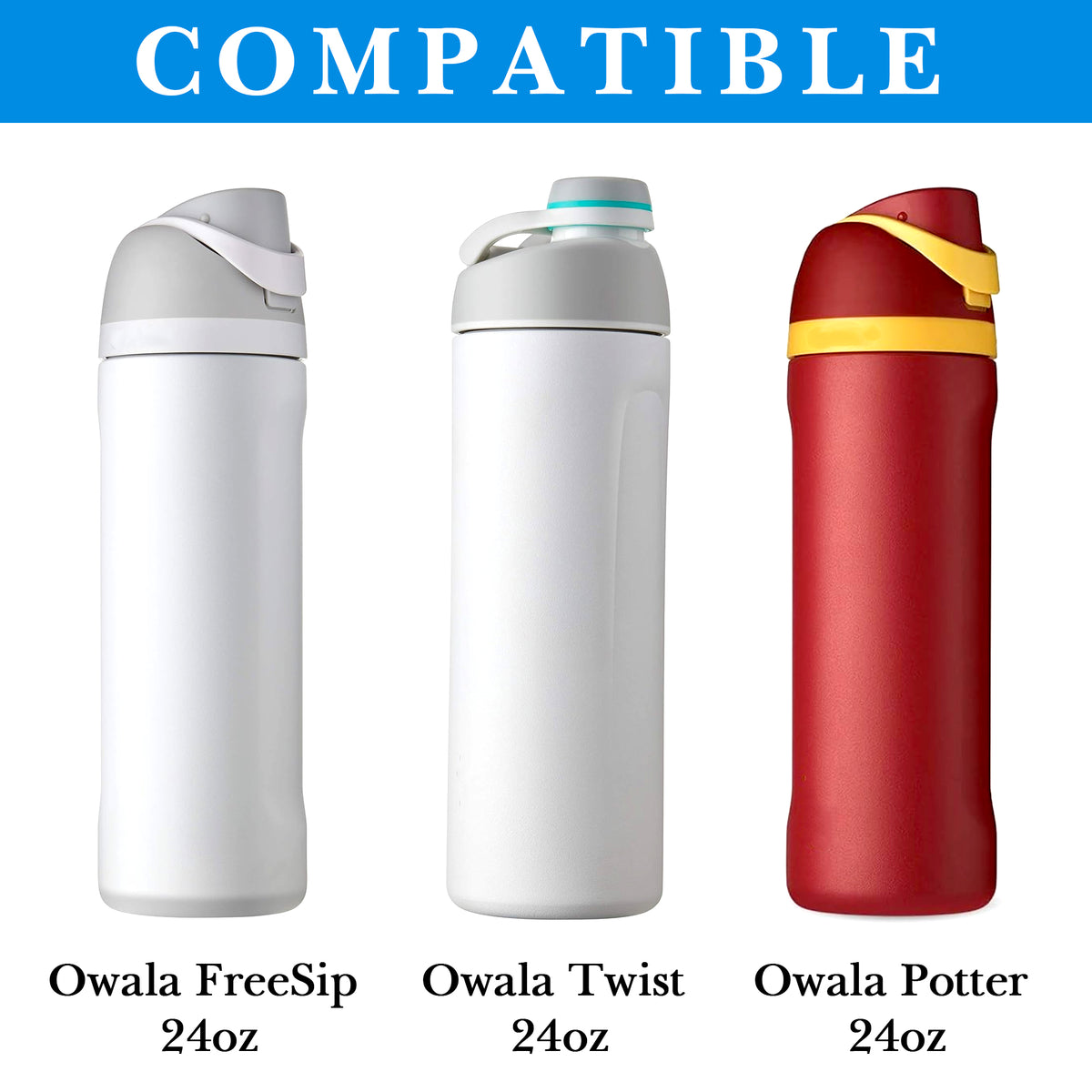 Linkidea Water Bottle Carrier with Shoulder Strap Compatible with Owala FreeSip Bottle 24oz, Waterbottle Sling Bag Holder with Mesh Phone Pocket, Blue