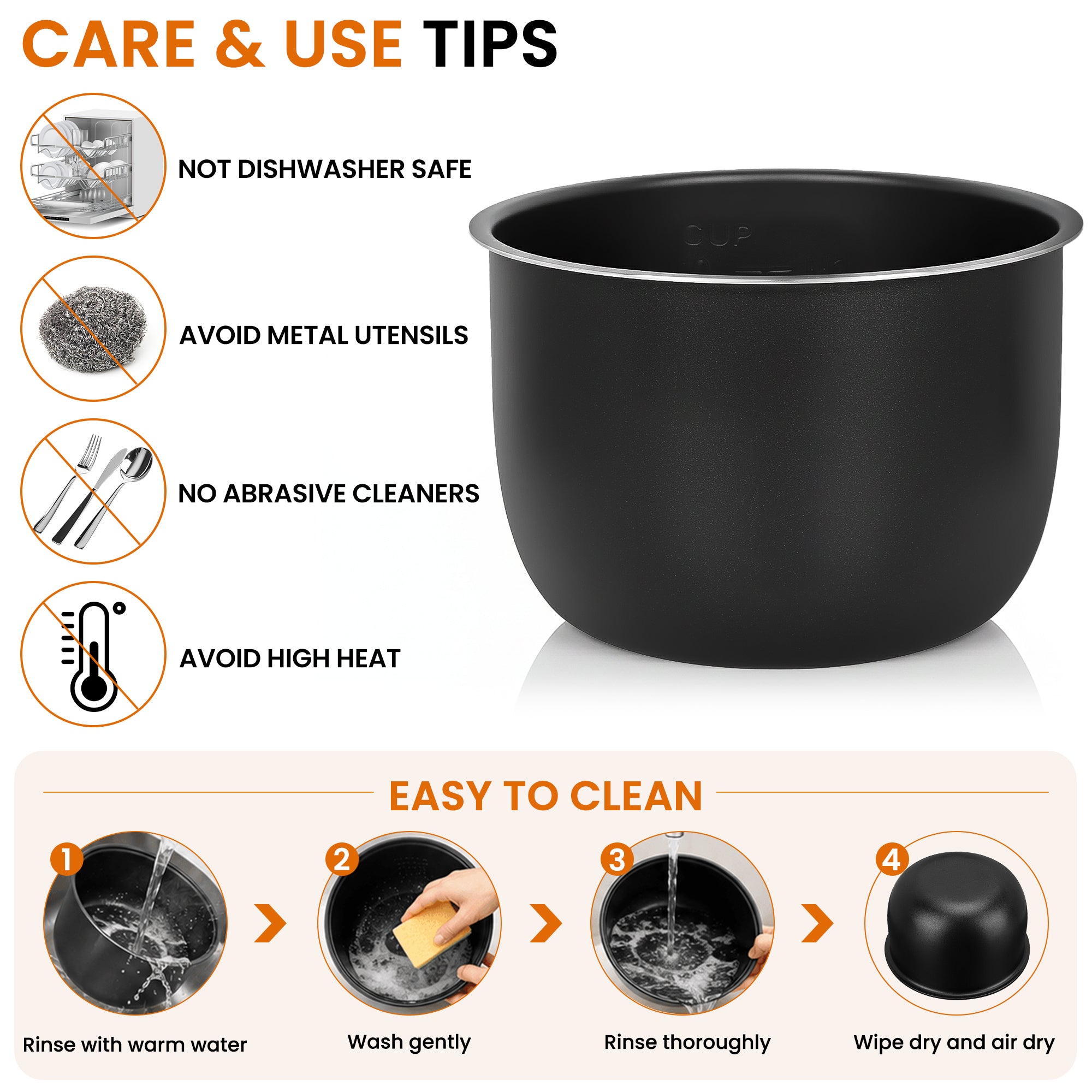 Linkidea 6 Qt Aluminum Alloy Inner Pot Compatible with Instant Pot Duo 7-in-1 Pressure Cooker, Nonstick Cooking Bowl Insert