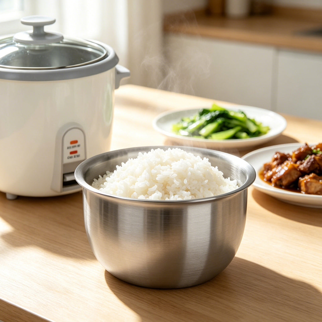 Linkidea 316 Stainless Steel Inner Pot Replacement Compatible with Zojirushi NHS-10 Rice Cooker, 6-Cup Cooking Bowl with Glass Lid, No Coating, Dishwasher Safe