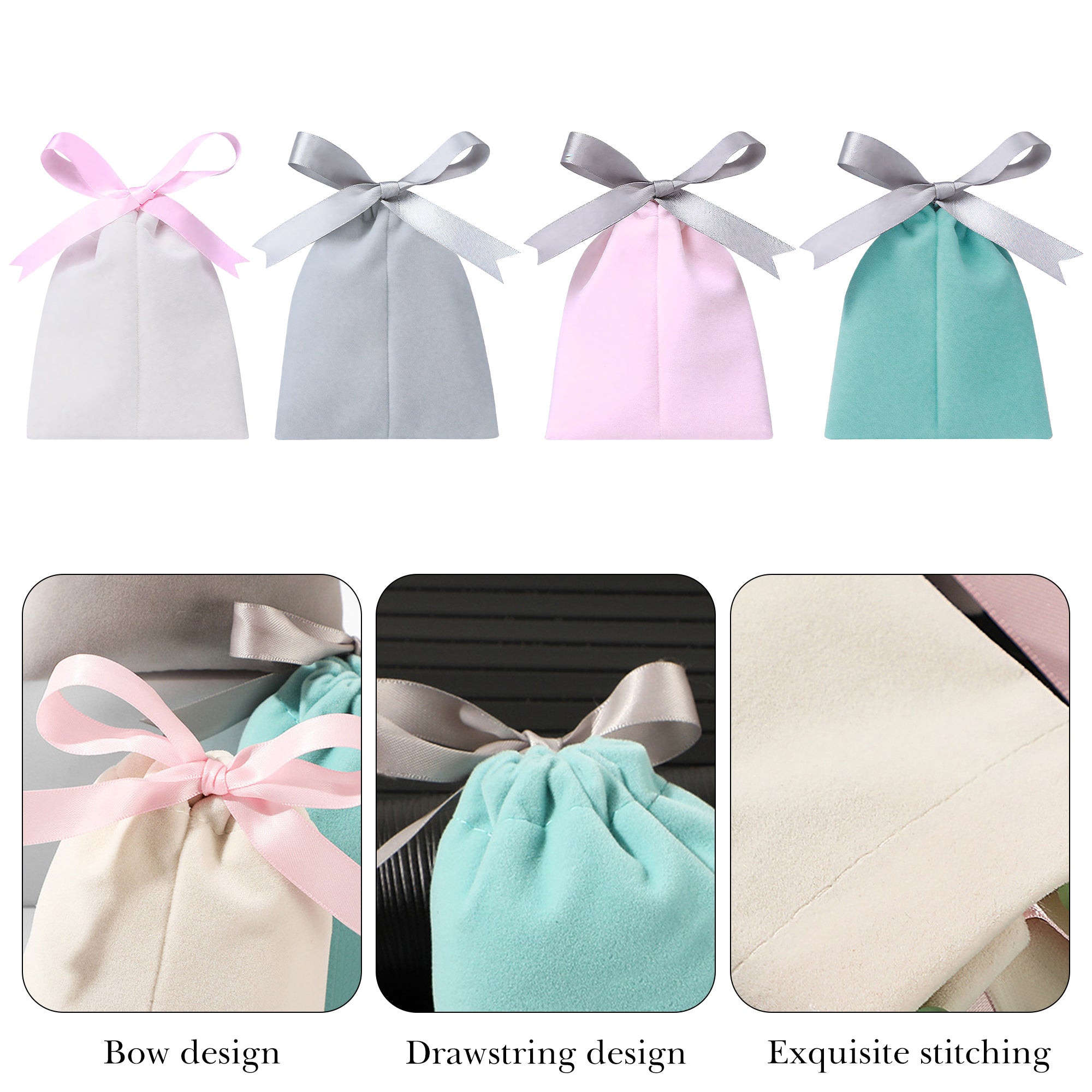 Linkidea 12 Pcs Velvet Drawstring Bags, Burgundy Small Gift Pouches for Jewelry, Candy, Wedding, Luxury Mini Gift Tote for Favors, Party, Christmas Packaging (Multi)