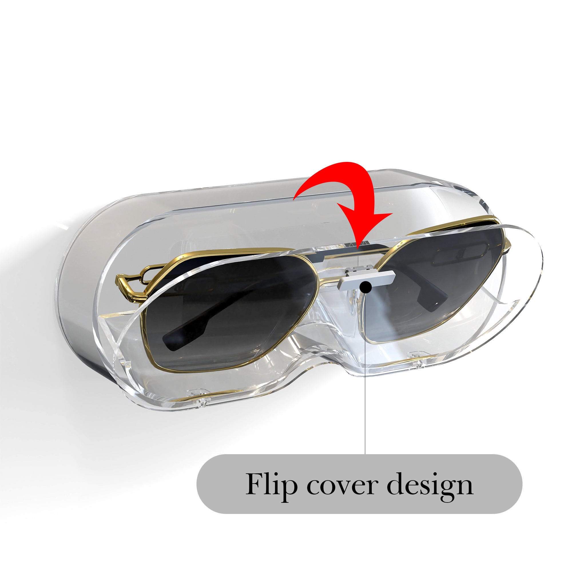 Extra Large Sunglasses Organizer Storage, Wall Mount Clear Eyewear Holder with Cover Compatible with Ray-Ban RB3548.RB4165/RBR0502/RB3647N/RB0360S/RB4420