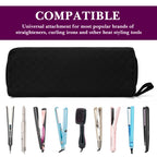 Linkidea Curling Iron Travel Bag, Hair Tools Organizer with 2 Compartments and Removable Pad, Compact Carrying Case for Storage and Travel, Black