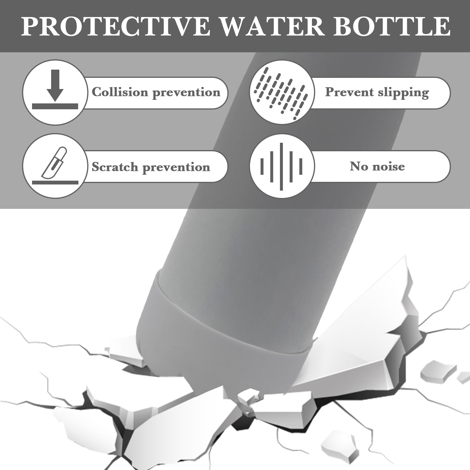 Linkidea 2 Pack Water Bottle Boot Compatible with 17oz ORIGINAL, BJPKPK, MIRA Cascade Cola Shaped Bottles, Silicone Bottle Bottom Sleeve Bumper Protector (Gray)