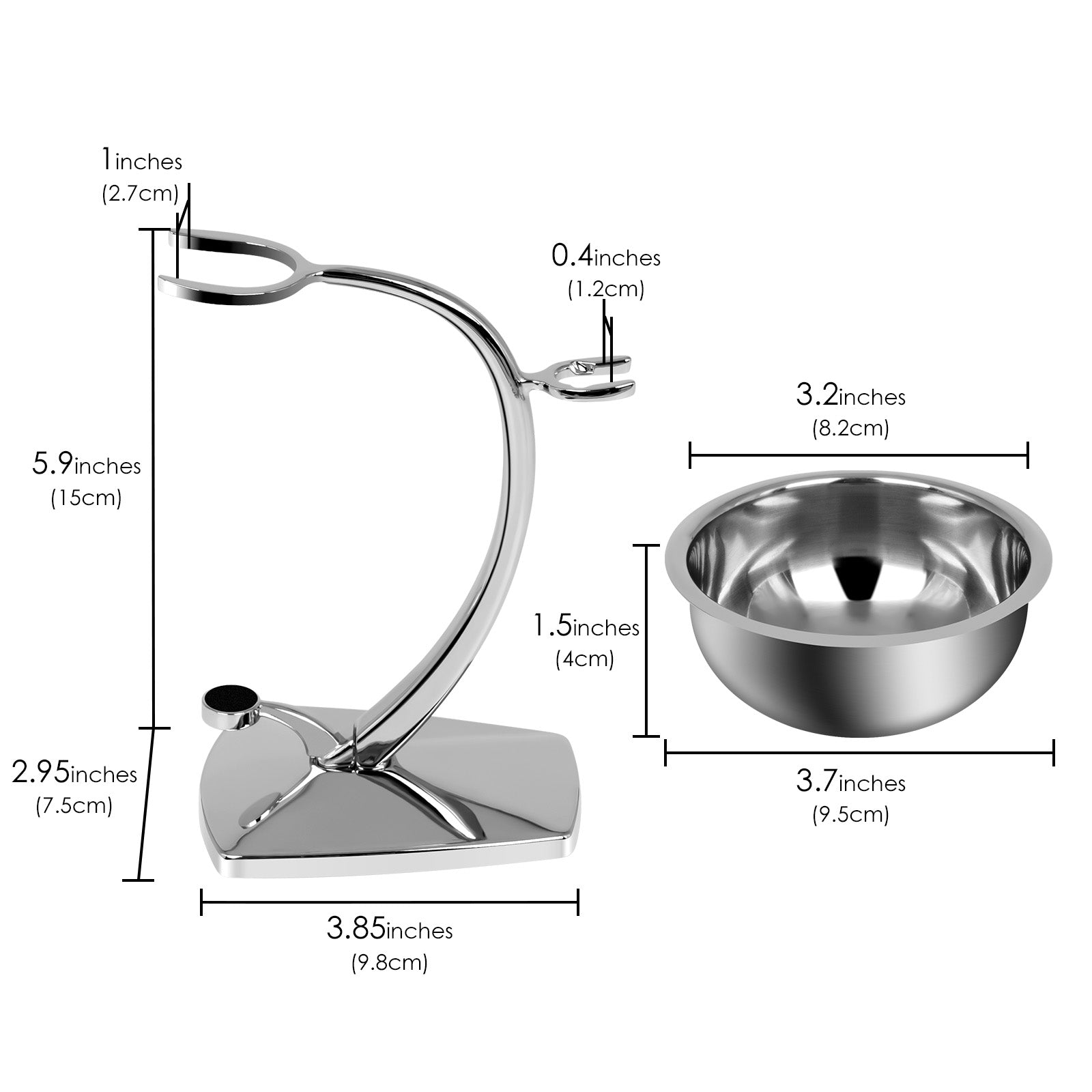 Linkidea Universal Safety Razor Brush Stand with Shaving Bowl, Men's Stainless Steel Grooming Holder and Soap Bowl for Bathroom, Compatible with Gillette Vector 3 (Silver)