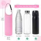 Linkidea Plastic Bottled Water Sleeve with Carry Strap Compatible with 16.9/20 Fl Oz Lifewtr, Smartwater, Portable Disposable Water Bottle Cover Holder for Outdoor, Pink