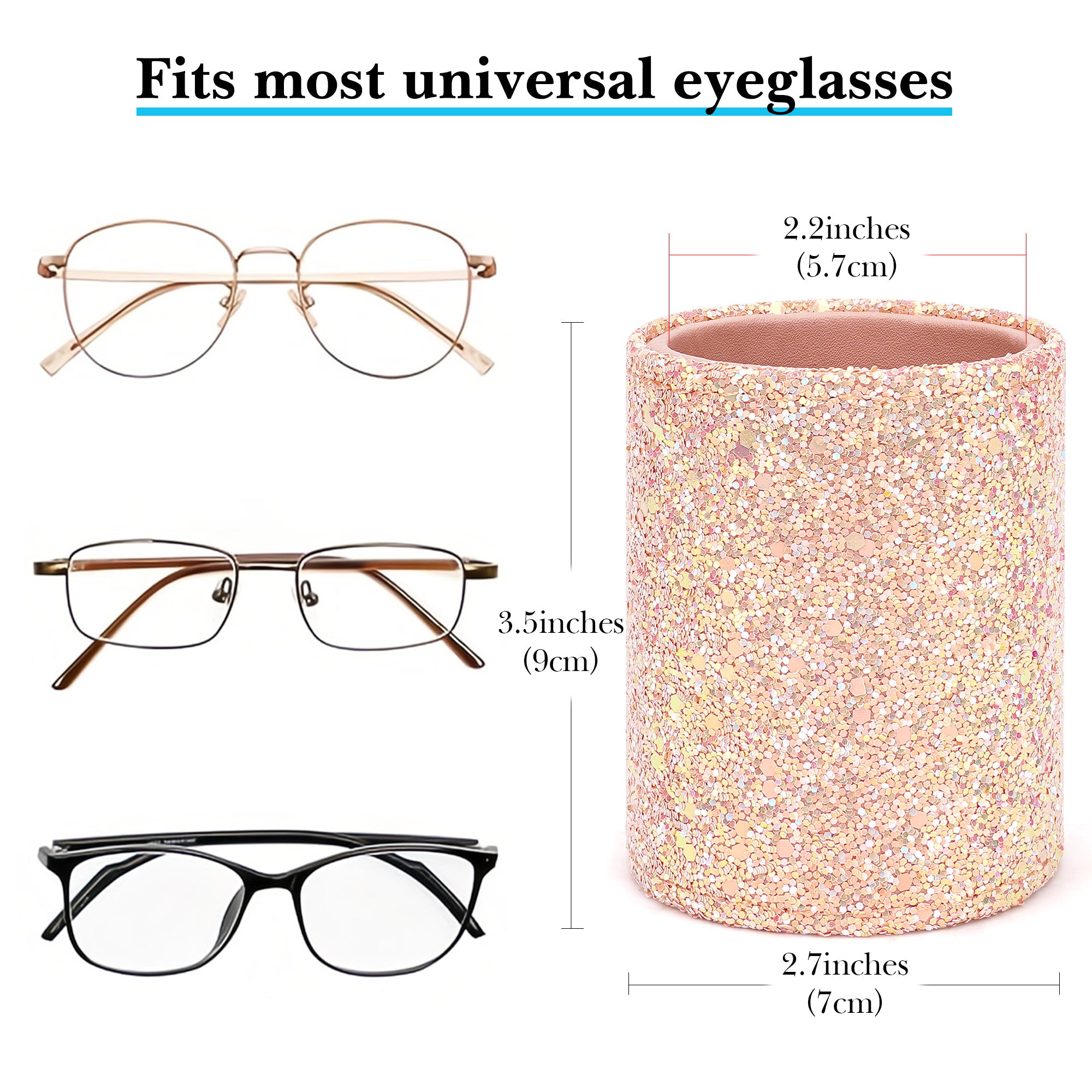 Eyeglasses Desk Holder Stand, Vegan Leather Lined Reading Glasses Holder for Nightstand Office Desk Organizer (Pink)