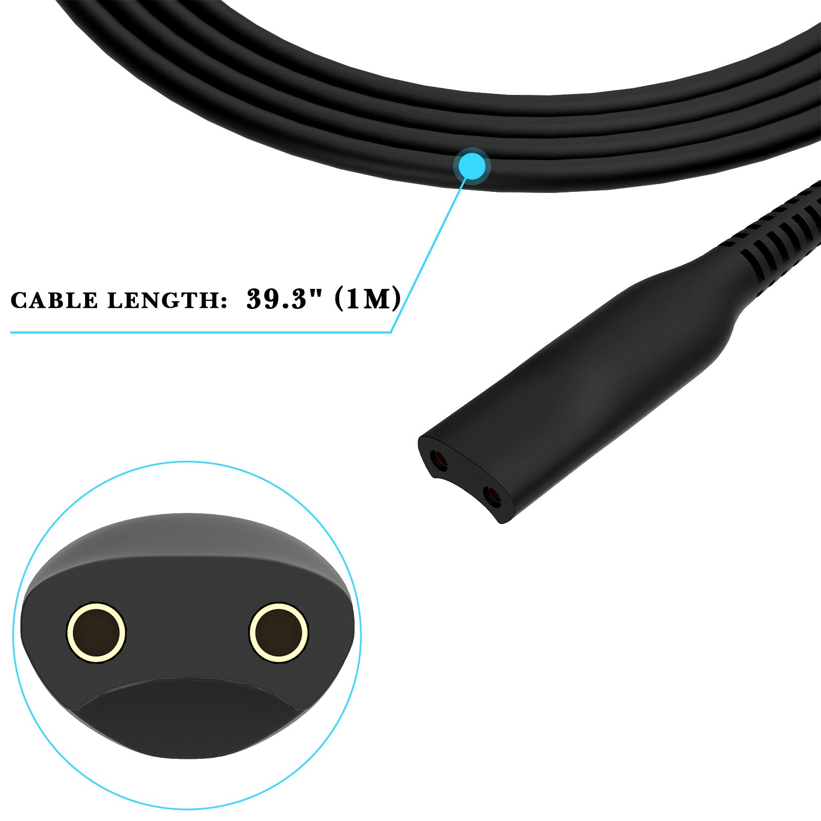 Linkidea 12V Shaver Charger Cord Compatible with Braun 9 Series, 5 Series, 6 Series, 7 Series, 3 Series, Replacement USB Power Charger Adapter Cable