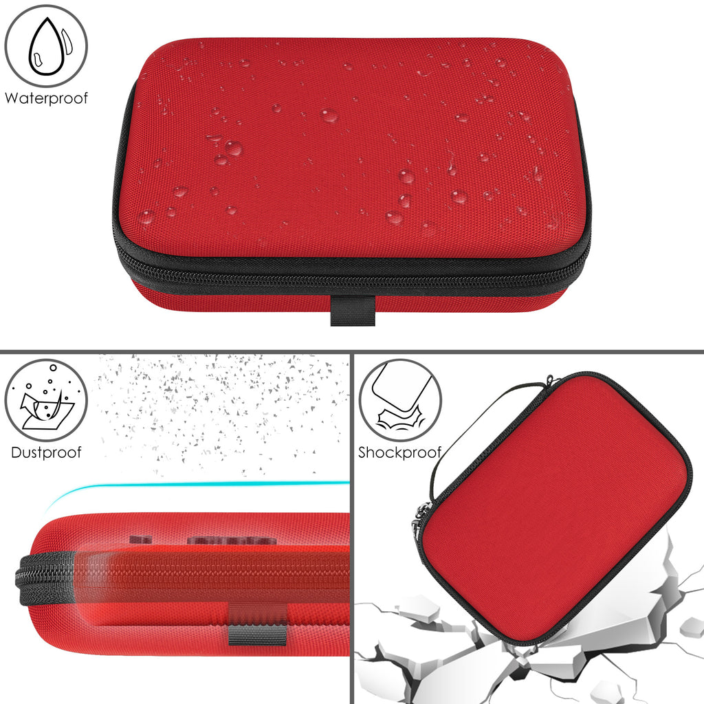 Linkidea Handheld Game Console Carrying Case, Protective Travel Retro Mini Game Storage Bag for Charging Cable, Earplugs, Batteries and Accessories (Red)