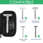 Linkidea Durable Hard Shell Shaving Travel Case, Storage Box for Short/Long Handled Razor Blades & Accessories, Compatible with Merkur, Vikings, WEISHI Double Edge Safety Razors (Black)
