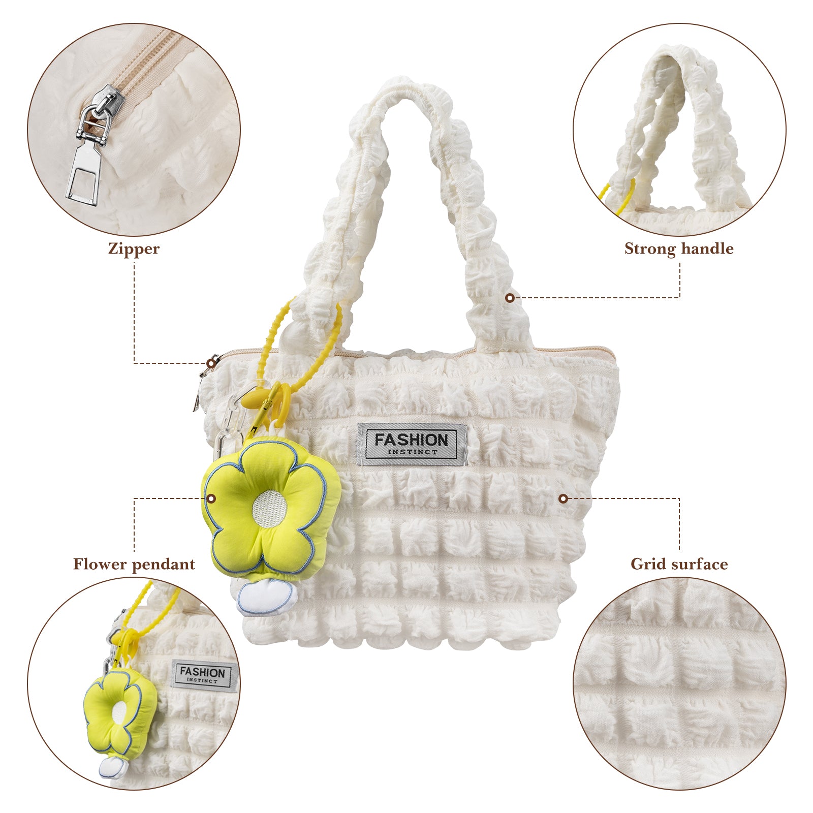 Linkidea Lunch Bag for Women, Insulated Lunch Bag with Hand Strap, Reusable Lunch Tote Bag with Zipper Fits Work, Daily Use, Compatible with Bentoheaven, Bentgo, Caperci (White)
