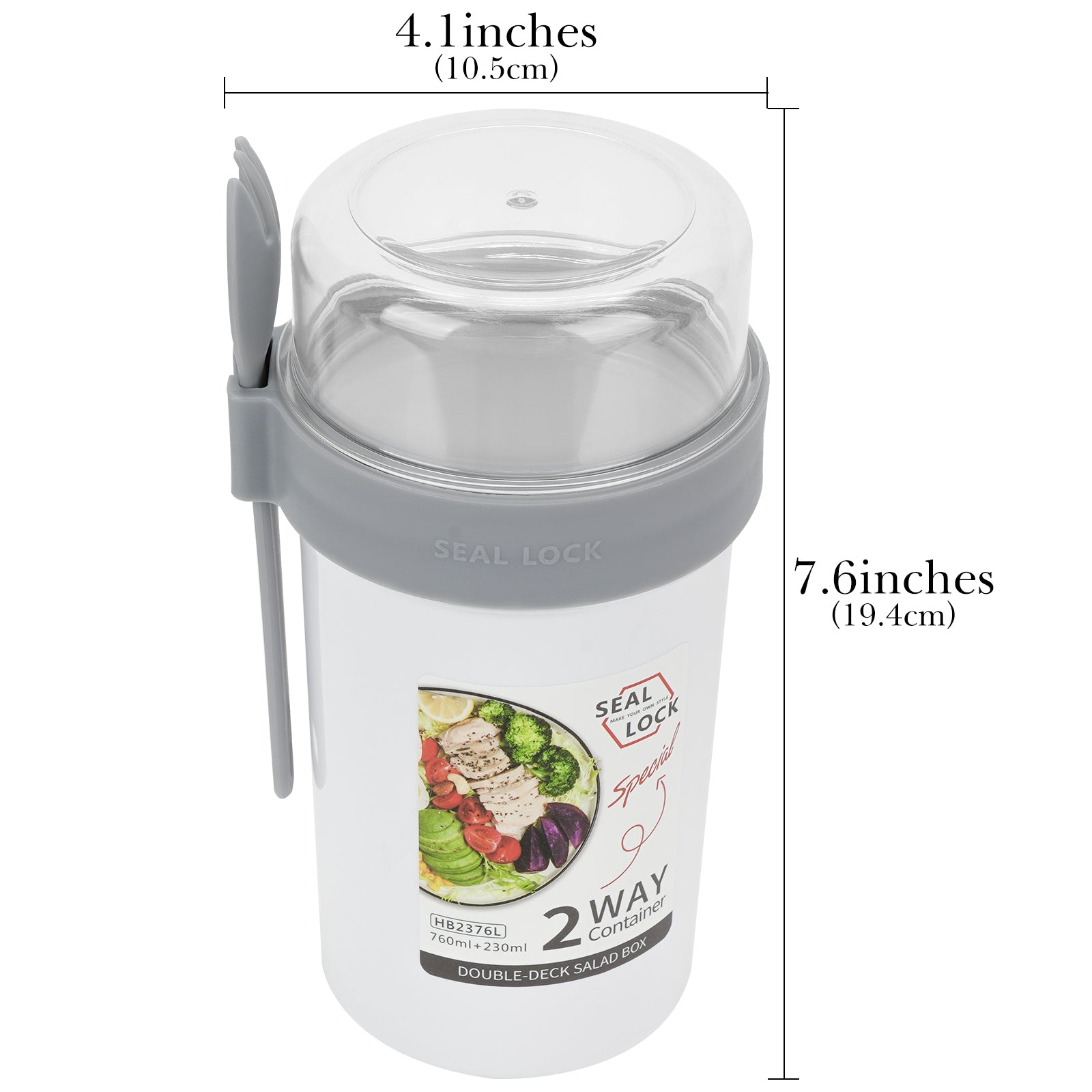 Linkidea Overnight Oats Containers with Lids, 33.4 oz Airtight Plastic Yogurt Cups with Spoons and Lids, Portable Overnight Oats Container for Milk, Cereal, Fruit, Yogurt, Fits Work/Picnic (White)