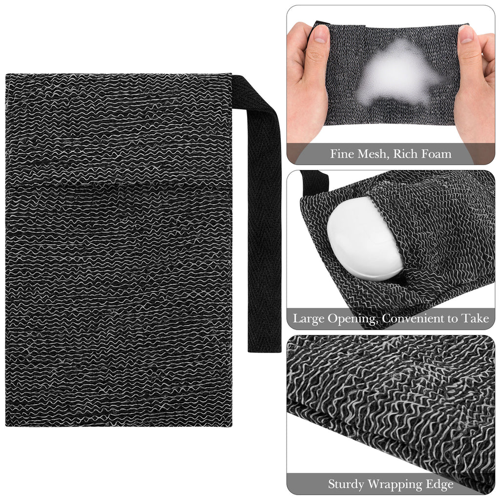 Linkidea 5 Pack Soap Saver Pouch with Hand Loop, Exfoliating Mesh Body Sponge Scrubber, Soap Bar Foaming Lather Pocket for Shower Bath