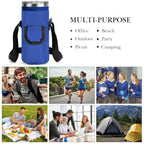 Linkidea Tumbler Carrier with Strap Compatible with YETI Rambler Tumbler 20oz, IRON °FLASK Classic Tumbler 2.0 20/24oz, Coffee Mug Sling Bag Holder, Shoulder Strap with Pocket, Blue