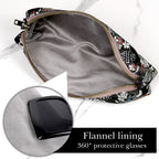 Extra Large Sunglasses Case, Travel Eyewear Storage Organizer Pouch Soft Bag Compatible with Rayban RB1973 RB3447N RB3765 Randolph CR176 CR257 (Cotton-Linen, Black)