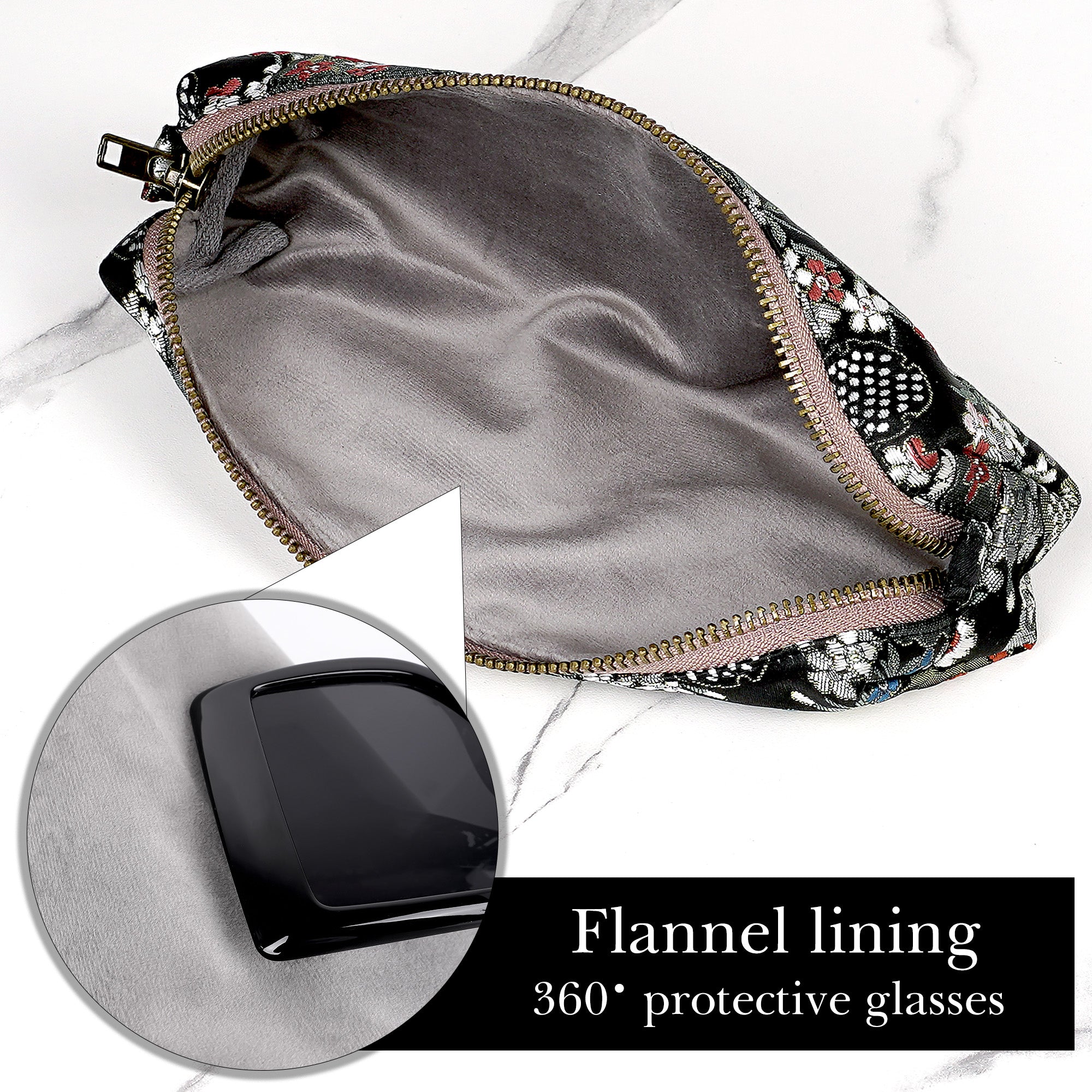 Extra Large Sunglasses Case, Travel Eyewear Storage Organizer Pouch Soft Bag Compatible with Rayban RB1973 RB3447N RB3765 Randolph CR176 CR257 (Cotton-Linen, Black)