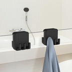 Linkidea 2 Pcs Shower Hooks, Silicone Double Side Towel Hooks for Shower Glass Window & Door, No Drill Strong Adhesive Suction Cup Shower Hooks Hanger (Black)