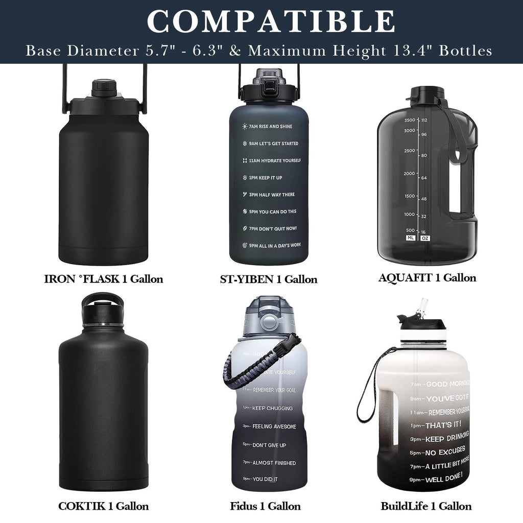 Linkidea 1 Gallon (128 oz) Water Bottle Carrier with Strap Compatible with AQUAFIT, BuildLife, Neoprene Large Waterbottle Sling Bag Holder with Phone Pocket | Keyring (Black)