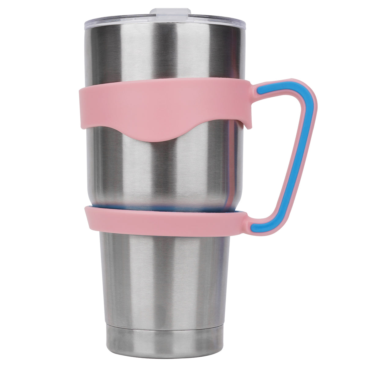 Linkidea Tumbler Handle Compatible with 30oz YETI Rambler, OZARK TRAIL Tumbler, Portable Anti Slip Travel Mug Grip, Pink