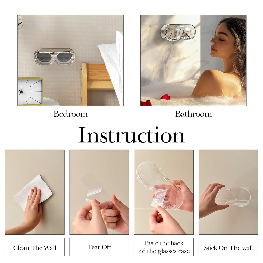 Extra Large Sunglasses Organizer Storage, Wall Mount Clear Eyewear Holder with Cover Compatible with Ray-Ban RB3548.RB4165/RBR0502/RB3647N/RB0360S/RB4420