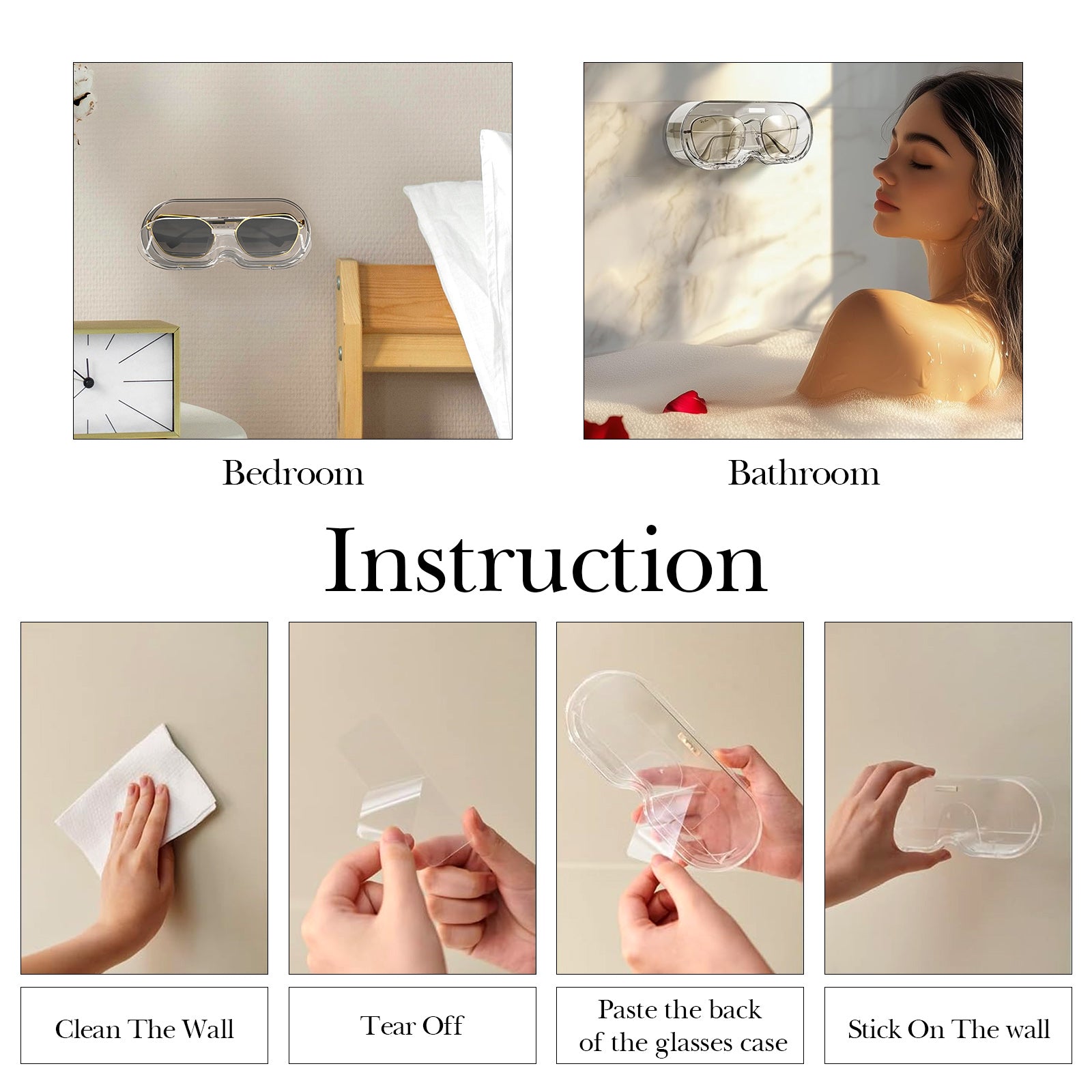 Extra Large Sunglasses Organizer Storage, Wall Mount Clear Eyewear Holder with Cover Compatible with Ray-Ban RB3548.RB4165/RBR0502/RB3647N/RB0360S/RB4420