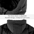 Kids Bench Jacket, Child Bench Parka, Youth Soccer Training Extra Long Jacket, Quilted Windproof Sports Outwear, Hooded Stadium Coat, Keep Legs Warm in Cold Weather (Black, Size Medium)