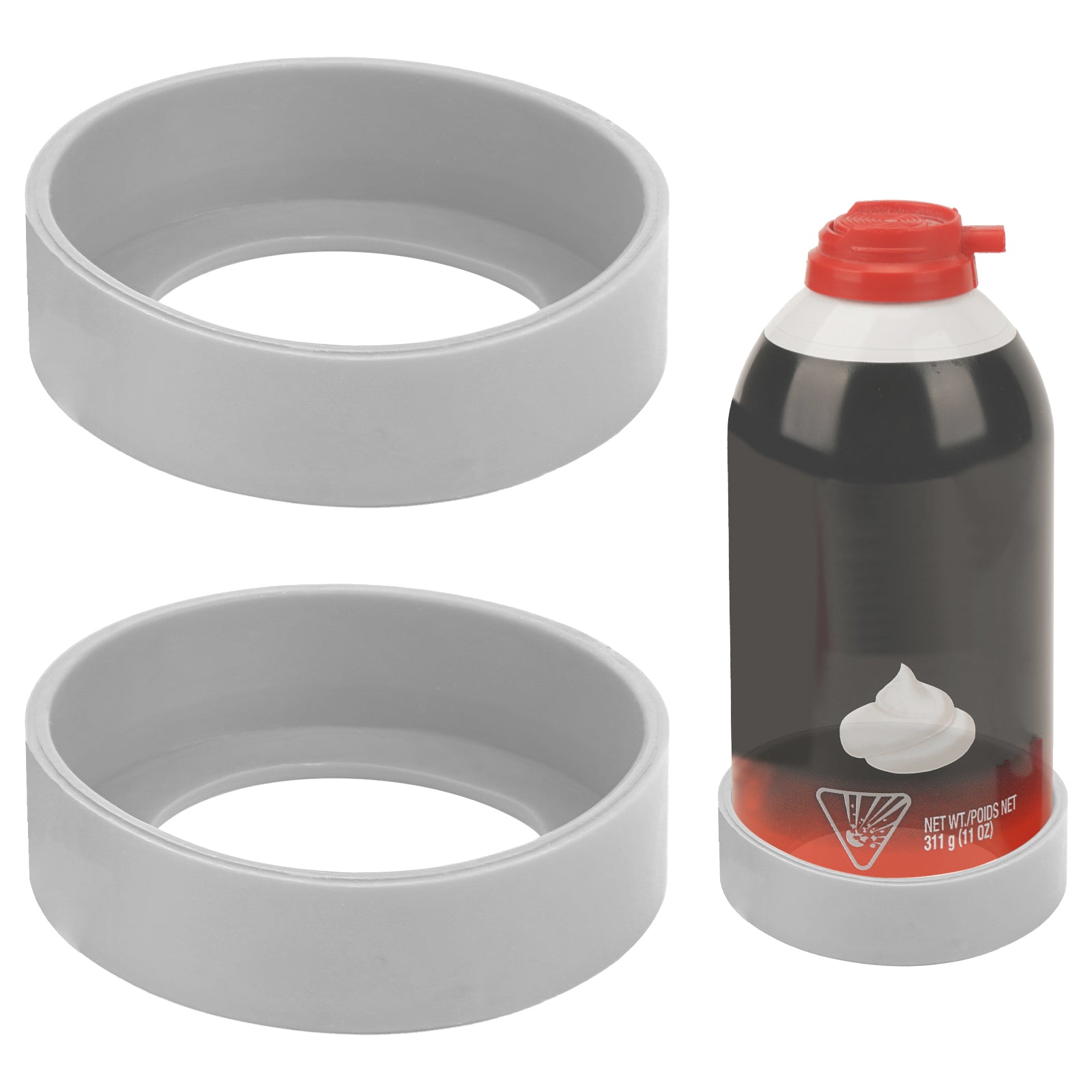 Linkidea 2 Pack Silicone Shaving Can Holder, 2.5" Anti-Rust Stand for Shaving Gel & Foam Cans, Bathroom Countertop Protector, Compatible with Barbasol, Gillette (Grey)