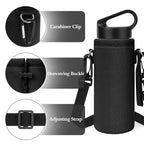 Linkidea Water Bottle Carrier with Shoulder Strap Compatible with Hydroflask Standard Mouth 18oz, CamelBak Carry Cap 20oz,Waterbottle Sling Bag Holder (Black)