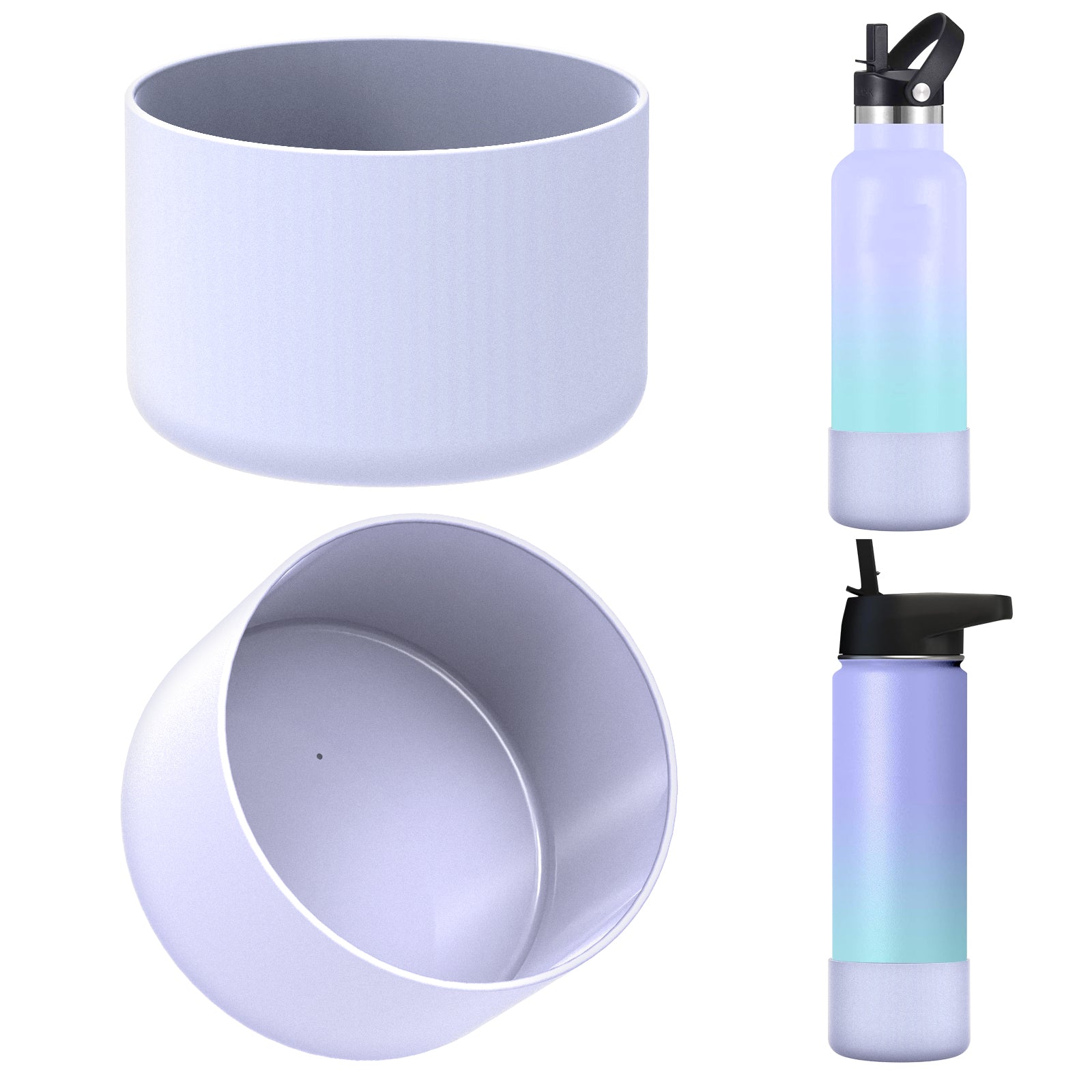 Linkidea 2 Pack Water Bottle Boot Compatible with IRON °FLASK Wide/Narrow Mouth 12oz/14oz/16oz/18oz/20oz/22oz/24oz, Silicone Bottle Bottom Sleeve Cover Bumper Protector (Fog)