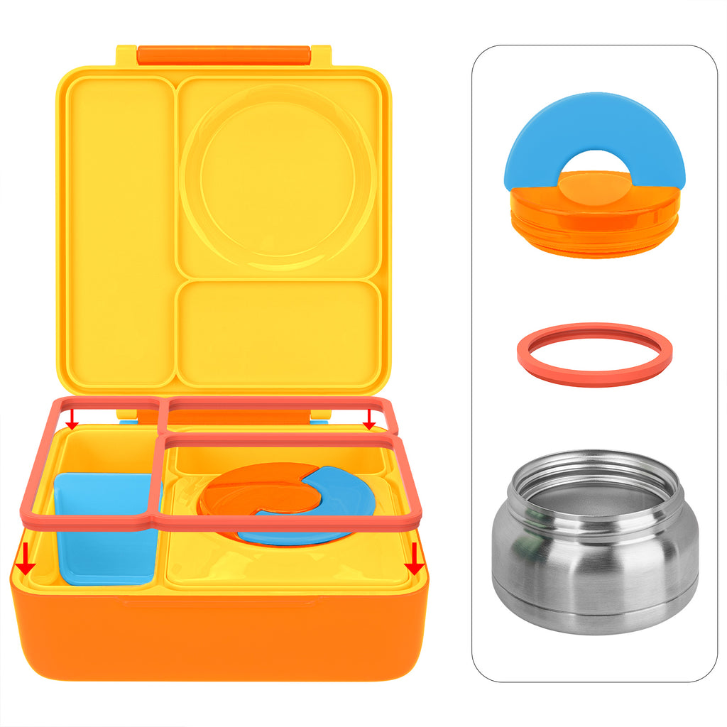 Linkidea 4 Pcs Silicone Seal Replacement, Exact Fit Lid Seal Gasket Compatible with OmieBox, Leakproof Food Safe Parts & Accessories for Bento Box (Orange)