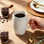 Linkidea 22oz Extra Large Fine Bone China Coffee Mug, Oversized Coffee Cups with Handles, Big Teacups for Office and Home, Microwave and Dishwasher Safe, White