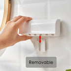 Linkidea Wallmount Toothbrush Holder with Cover for Shower, RV Cabinet Organizer, Plastic Self Adhesive 6 Slots Tooth Brush Hanger Compatible with Oral-B CrossAction, Colgate Extra Clean