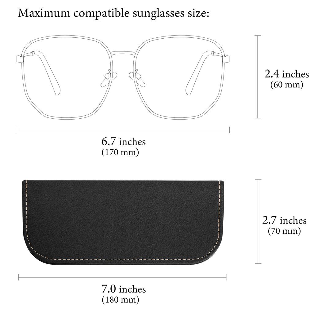Linkidea Oversized Sunglasses Case, Large Frame Glasses Case for Sunglass, Eyeglasses Travel Bag Compatible with Rayban Aviator Reverse/New Wayfarer/Various Brand Models (Black)