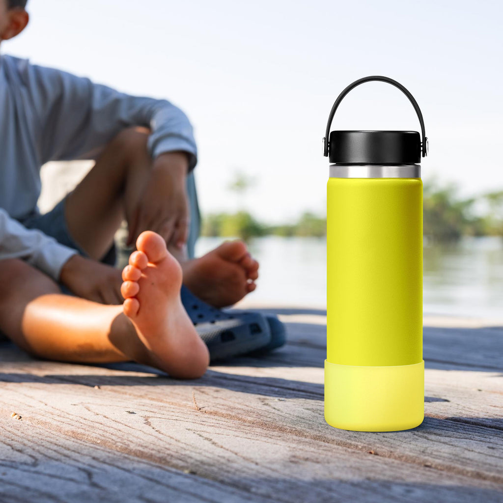 Linkidea 2 Pack Water Bottle Boot Compatible with Hydro Flask Wide Mouth 12oz/14oz/16oz/18oz/20oz, Silicone Bottle Bottom Sleeve Bumper Protector (Pineapple)