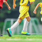 Linkidea Kids Soccer Grip Socks with Shin Guard Sleeve for Age 6 - 9 (White)