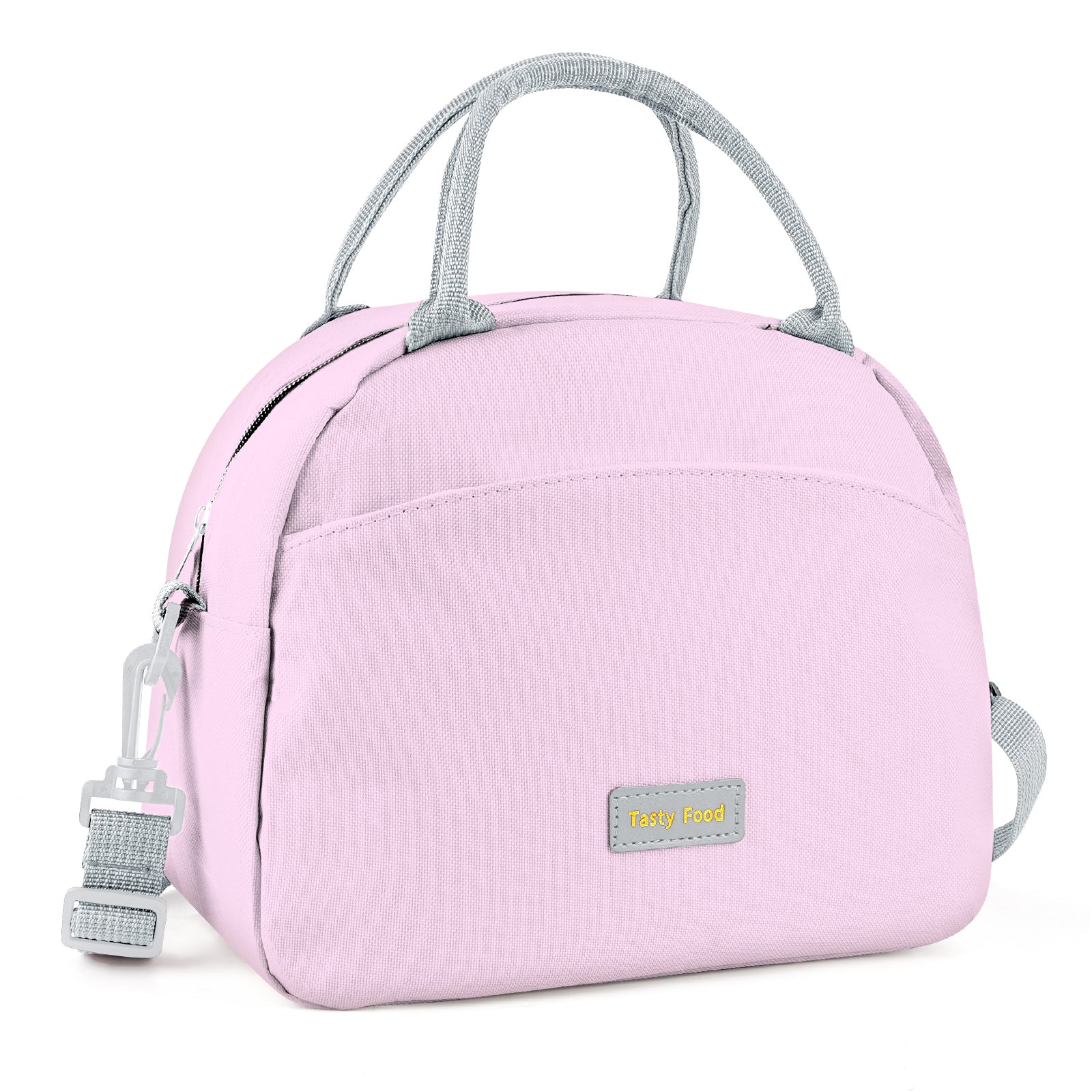 Linkidea Lunch Bag for Adult, Canvas Insulated Lunch Bag with Two Carrying Mode, Large Capacity Lunch Tote Bag with Zipper Fits Daily Use, Compatible with Bentgo, Ello, Natraprow, Iteryn (Pink)