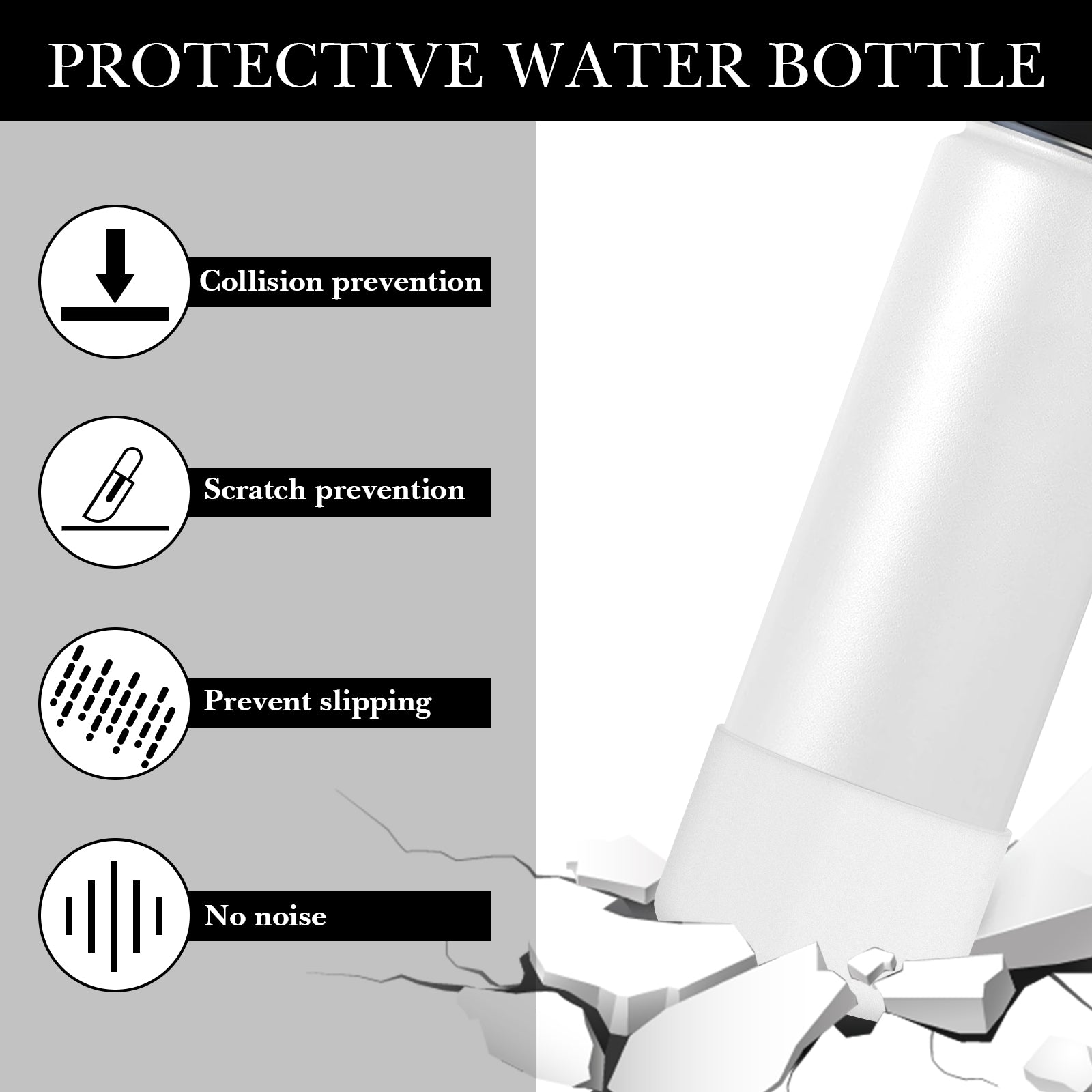 Linkidea 2 Pack Water Bottle Boot Compatible with IRON °FLASK Wide/Narrow Mouth 12oz/14oz/16oz/18oz/20oz/22oz/24oz, Silicone Bottle Bottom Sleeve Cover Bumper Protector (White)