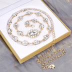 Plus Size Chain Belt for Women, Metal Chain Belt Women Belly Waist Chains, Extra Long Body Chain, 47.2 Inch Adjustable Chunky Belt Chain (Gold)