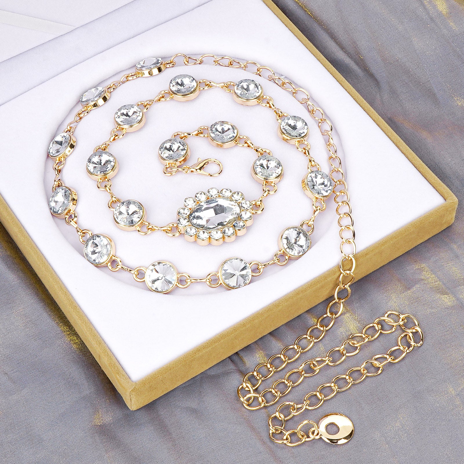 Plus Size Chain Belt for Women, Metal Chain Belt Women Belly Waist Chains, Extra Long Body Chain, 47.2 Inch Adjustable Chunky Belt Chain (Gold)