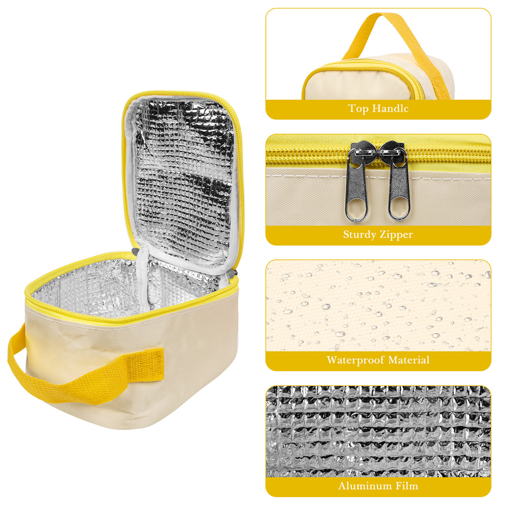 Linkidea Insulated Food Jar Bag, Thermal Snack Container, Portable Storage Pouch for Can, Suitable for Office Work, Outdoor Picnics, Compatible with Thermos, Hydro Flask, Hydrapeak (Yellow)