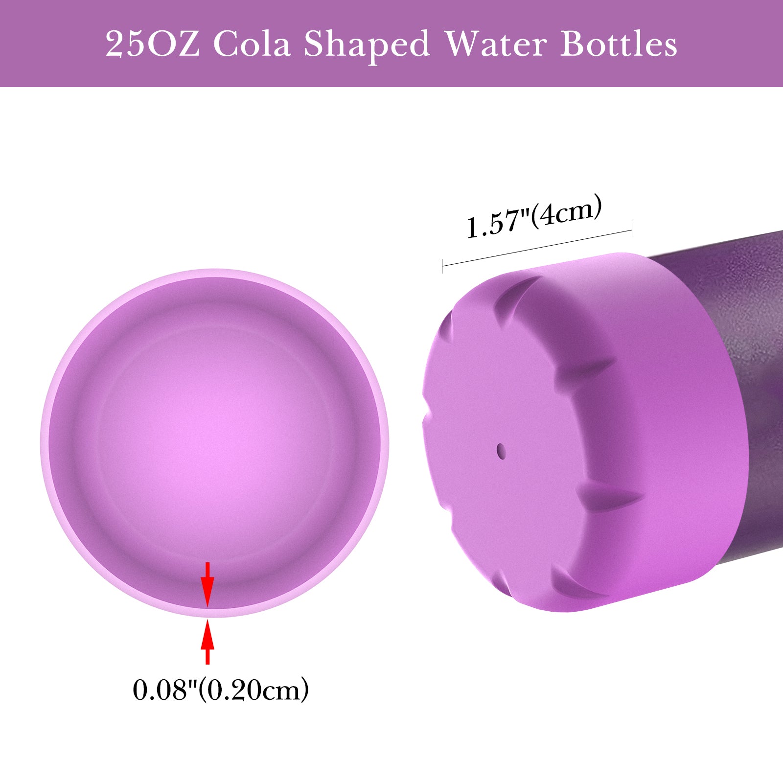 Linkidea 2 Pack Water Bottle Boot Compatible with 25oz S'well ORIGINAL, BJPKPK, Konokyo 25oz Cola Shaped Bottles, Silicone Bottle Boot Bottom Sleeve Cover Protector, Bottle Bumper (Purple)