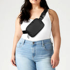 Extra Long Strap Fanny Pack, 60 Inch Max Adjustable Plus Size Crossbody Bag, Extended Length Waist Bag, Everywhere Belt Bag 1L, Black