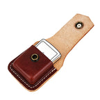 Linkidea Vegan Leather Lighter Pouch with Retro Feather Medallion, Protective Lighter Holster Compatible with Zippo Classic Models, Belt Loop Travel Case (Brown)