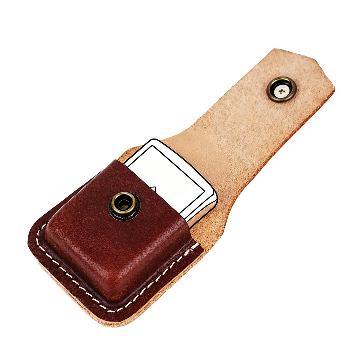 Linkidea Vegan Leather Lighter Pouch with Retro Feather Medallion, Protective Lighter Holster Compatible with Zippo Classic Models, Belt Loop Travel Case (Brown)