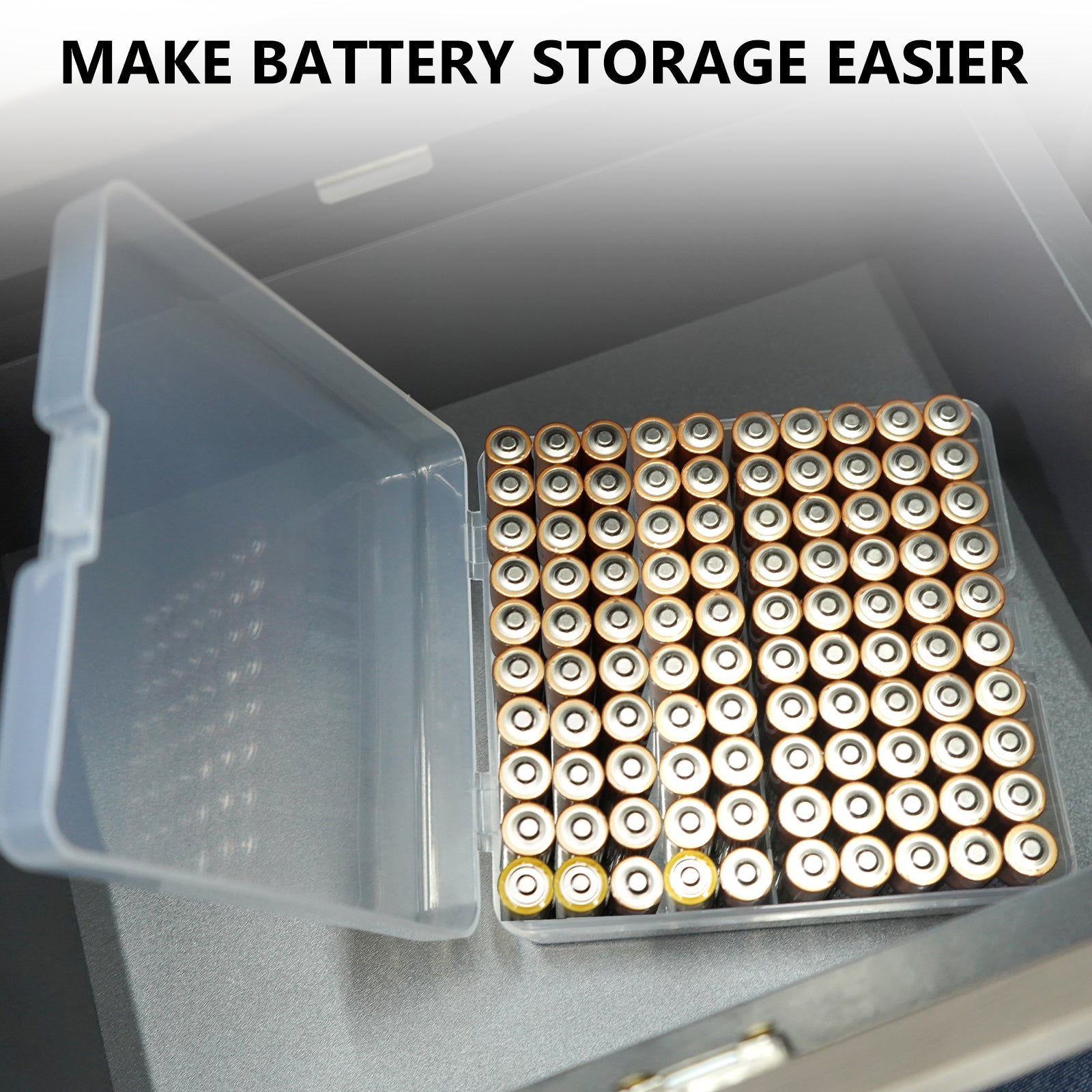 Linkidea Battery Organizer Storage Case, Battery Box Holds Batteries for 100 AA, Large Capacity and Portable Battery Caddy