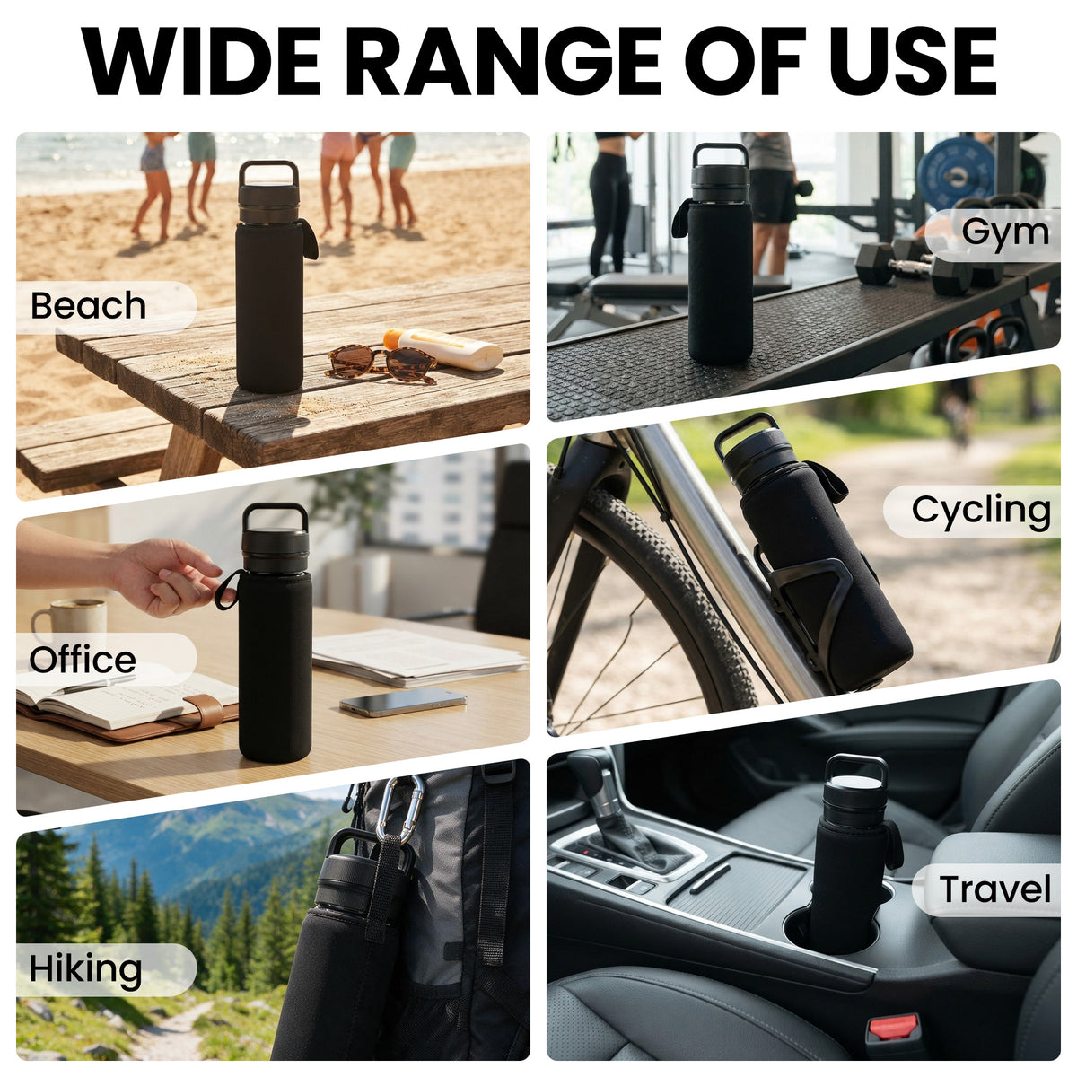 Linkidea Water Bottle Sleeve Compatible with YETI Yonder Bottle 25oz, Gatorade Squeeze Bottle 32oz, Cirkul Plastic Bottle 22oz, Neoprene Bottle Cover with Hand Strap for Carrying