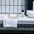 Linkidea Glass Soap Holder, Clear Bar Dish Saver for Shower, Bathroom, Slim Design Storage Tray for Countertop(Ellipse)
