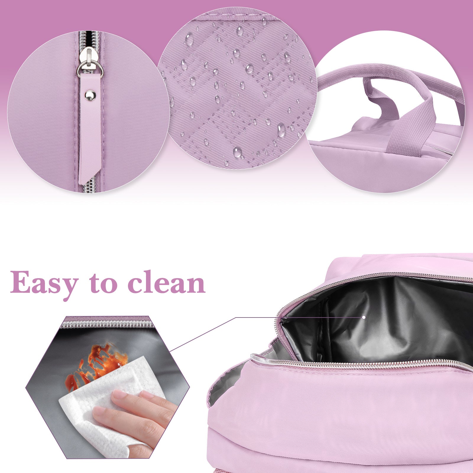 Linkidea Lunch Bag for Women, Large Leak Proof Lunch Tote Cooler, Lunch Tote Bag with Bottle Holder and Side Pockets, Compatible with NatraProw, LOVINA, Caperci (Purple)