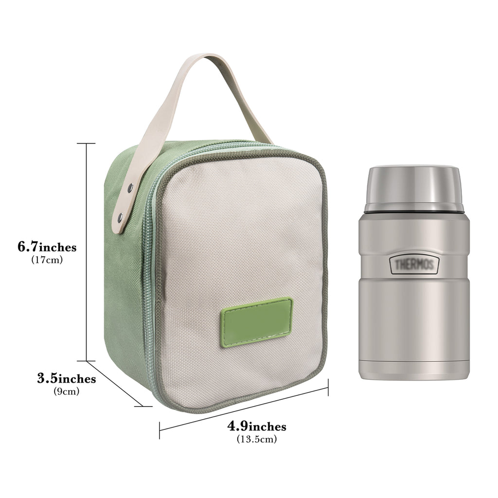 Linkidea Insulated Food Jar Bag, Thermal Snack Bag, Lunch Cooler Bags for Food Jar, Suitable for Office Work, Outdoor Picnics, Compatible with THERMOS 16 oz, Bidakid, Serlium, Blockhutte (Green)