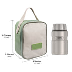 Linkidea Insulated Food Jar Bag, Thermal Snack Bag, Lunch Cooler Bags for Food Jar, Suitable for Office Work, Outdoor Picnics, Compatible with THERMOS 16 oz, Bidakid, Serlium, Blockhutte (Green)
