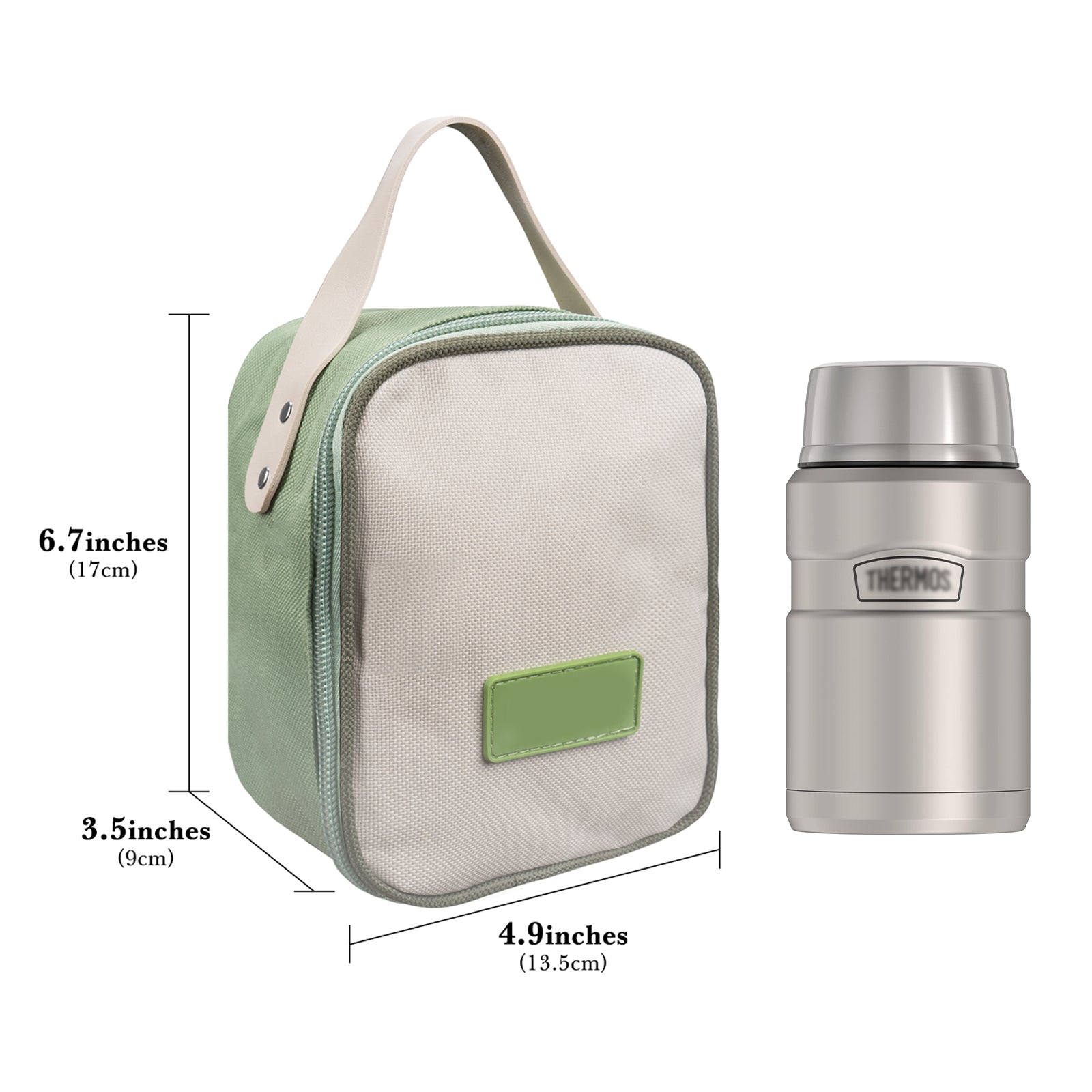 Linkidea Insulated Food Jar Bag, Thermal Snack Bag, Lunch Cooler Bags for Food Jar, Suitable for Office Work, Outdoor Picnics, Compatible with THERMOS 16 oz, Bidakid, Serlium, Blockhutte (Green)